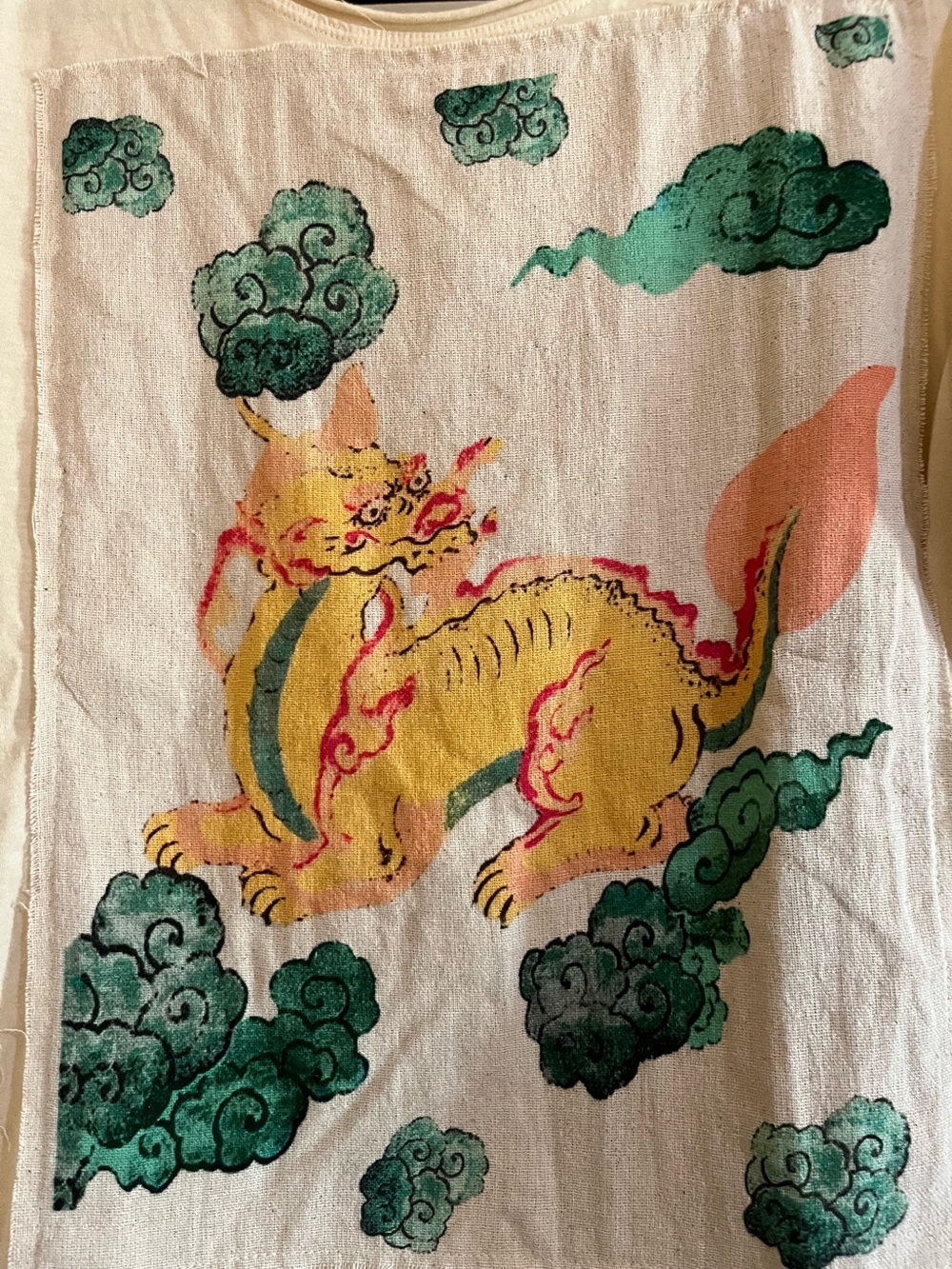 I Love Linen Dragon Tee Magnolia Pearl dragon print NEW Boho - Picture 2 of 5